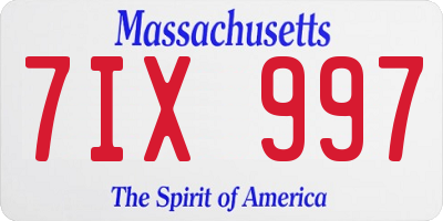 MA license plate 7IX997