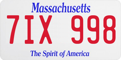 MA license plate 7IX998