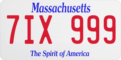 MA license plate 7IX999