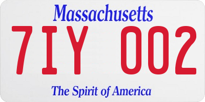 MA license plate 7IY002
