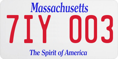 MA license plate 7IY003