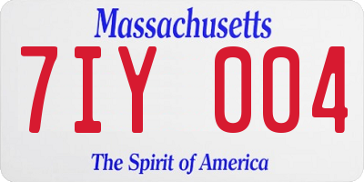 MA license plate 7IY004