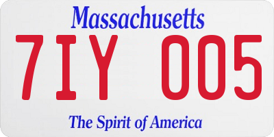 MA license plate 7IY005