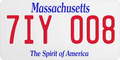 MA license plate 7IY008