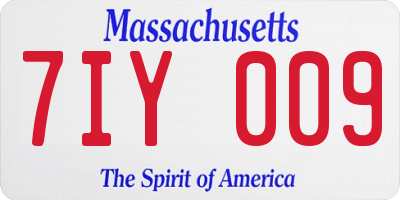 MA license plate 7IY009