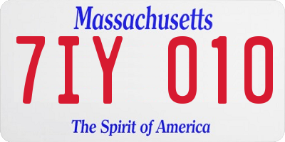 MA license plate 7IY010