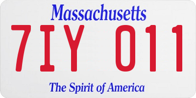 MA license plate 7IY011
