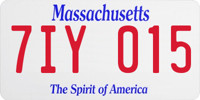 MA license plate 7IY015