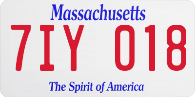 MA license plate 7IY018