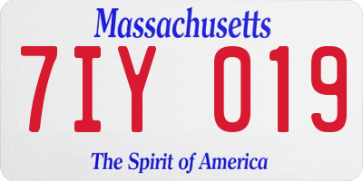 MA license plate 7IY019