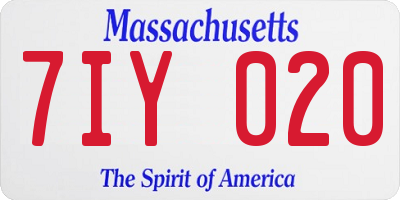 MA license plate 7IY020