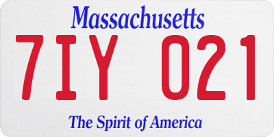 MA license plate 7IY021