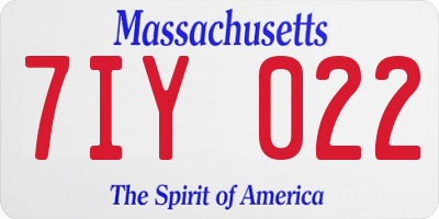 MA license plate 7IY022