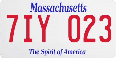 MA license plate 7IY023