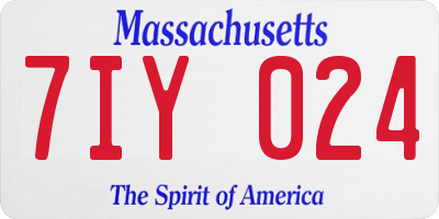 MA license plate 7IY024