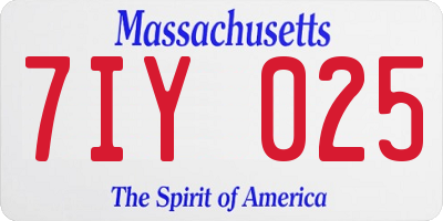 MA license plate 7IY025