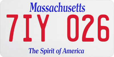 MA license plate 7IY026
