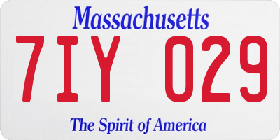 MA license plate 7IY029