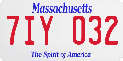 MA license plate 7IY032
