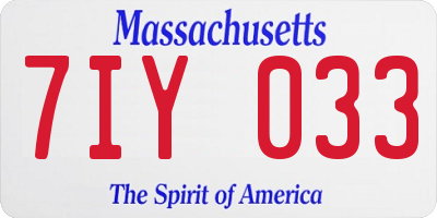 MA license plate 7IY033