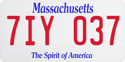 MA license plate 7IY037
