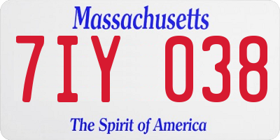 MA license plate 7IY038