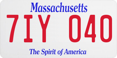 MA license plate 7IY040