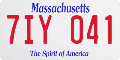 MA license plate 7IY041