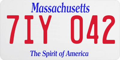 MA license plate 7IY042