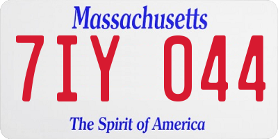 MA license plate 7IY044