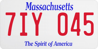 MA license plate 7IY045