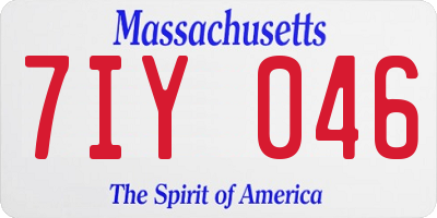 MA license plate 7IY046