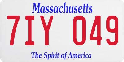 MA license plate 7IY049