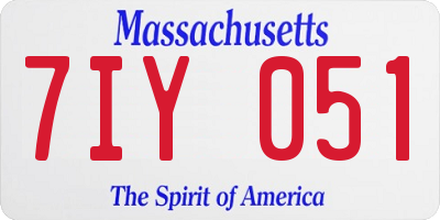 MA license plate 7IY051