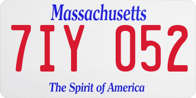 MA license plate 7IY052