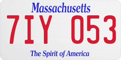MA license plate 7IY053