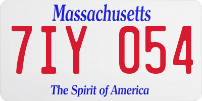 MA license plate 7IY054