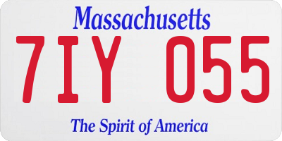 MA license plate 7IY055