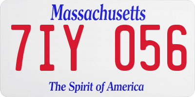 MA license plate 7IY056
