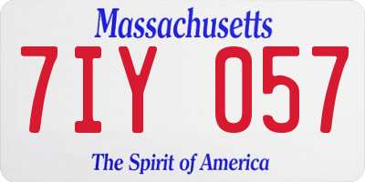 MA license plate 7IY057