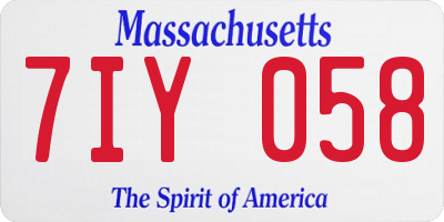 MA license plate 7IY058