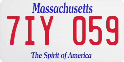 MA license plate 7IY059