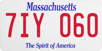 MA license plate 7IY060