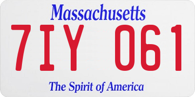 MA license plate 7IY061