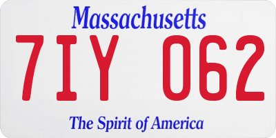 MA license plate 7IY062