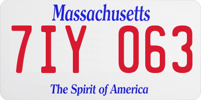 MA license plate 7IY063