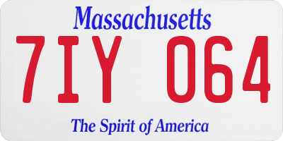 MA license plate 7IY064
