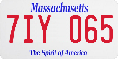MA license plate 7IY065