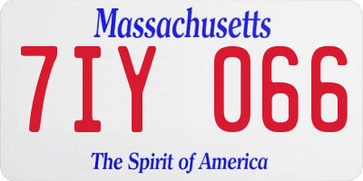 MA license plate 7IY066
