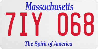 MA license plate 7IY068